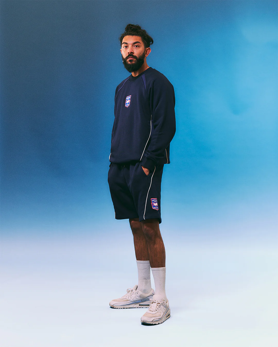 Brighton Panelled Navy & Blue Sweat - Image 5